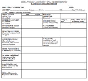 Rapid Needs Assessment Form