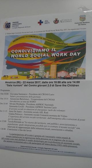 World Social Work Day 2017 event schedule in Italy