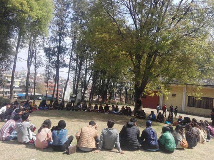 World Social Work Day 2017 Nepal - social workers seated outside in a circle