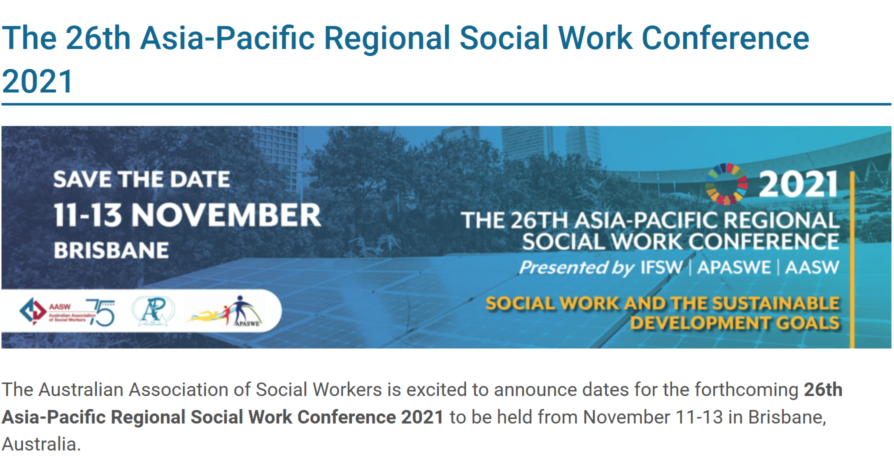 International Federation Of Social Workers Global Online Conference